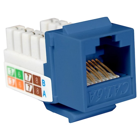 Quest Technology International Cat6A Slim-Style 90 Degree Keystone Jacks, 8P8C - Blue NKJ-6202